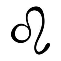 Hand drawn leo zodiac sign Esoteric symbol doodle Astrology clipart Element for design Black vector