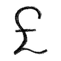 Hand drawn british pound currency symbol. Pencil Brush stroke doodle. Single element for design vector