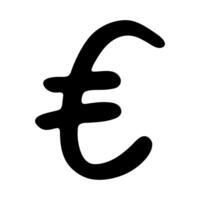 Hand drawn euro currency symbol. Brush stroke doodle. money Single element for design vector