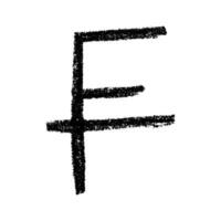 Hand drawn swiss franc currency symbol. Brush stroke doodle. Pencil Single element for design vector