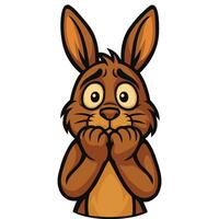 Nervous Cartoon Bunny with Worried Expression illustration vector