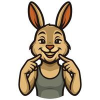 Smiling Cartoon Bunny Pointing to Its Cheeks illustration vector