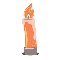 Hand drawn burning candle from paraffin wax. Decorative design element vector