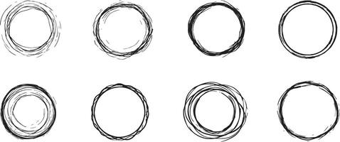 Hand-Drawn Circle Variations in Black and White vector