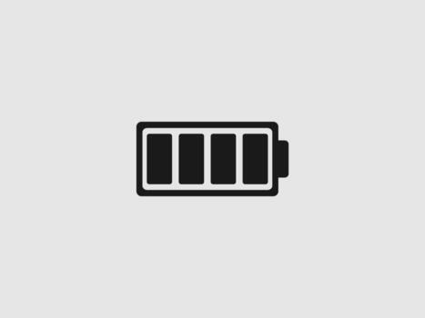 un horizontal rectangular batería icono con cuatro sólido barras vector