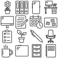 Home Office and Workspace Essentials Icon Set Outline Style Part 2 vector