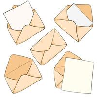 Envelope and Letter Set. Cartoon Postal Theme Illustration vector