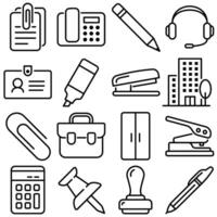 Office and Workspace Essentials Icon Set Outline Style Part 2 vector