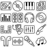 Audio Devices and Music Icon Set Outline Style vector