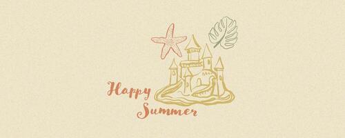 Minimalist Retro Illustration with Summer Vibes, featuring Hand Drawn Elements, Textured Background and Boho Aesthetic. illustration vector
