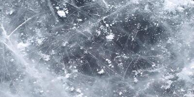 Icy Surface Texture Frozen Lake Winter Background Detailed Ice Cracks Snow photo
