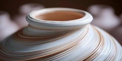 Abstract Swirling Pottery Vase White Brown Clay Texture photo