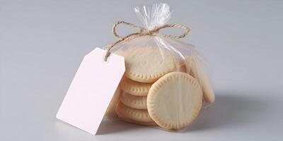 Round Sugar Cookies in Clear Bag with Blank Tag photo