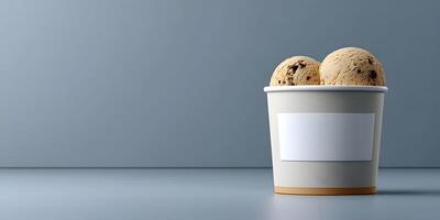 Two Scoops of Cookie Dough Ice Cream in Paper Cup Mockup photo
