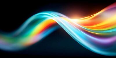 Abstract Colorful Flowing Wave Design Bright Rainbow Swirl Glowing Light Effect photo
