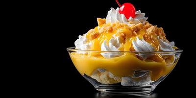 Delicious Lemon Posset Dessert with Whipped Cream and Crumble Topping photo