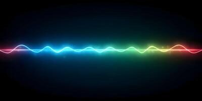 Abstract Colorful Glowing Wave Line Dark Background photo
