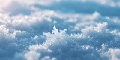 Closeup of a Single Snowflake in Sparkling Snow Winter Scene photo
