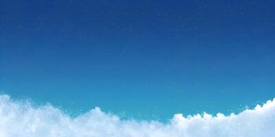 Night Sky with Fluffy White Clouds and Sparkling Stars Background Illustration photo