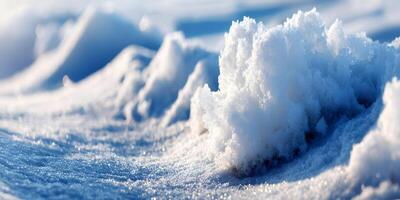 Closeup Sparkling Snowdrift Winter Scene Frosty Texture Icy Crystals photo