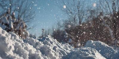 Snowdrift Winter Scene Snowflakes Falling Background photo