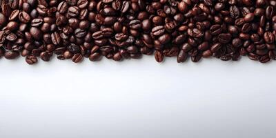 Roasted Coffee Beans Border White Background Coffee Beans Texture Top View photo
