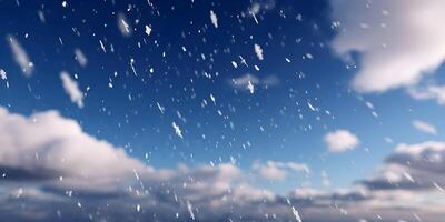 Snow Falling on a Cloudy Sky Winter Scene Background photo
