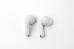 Modern white wireless earbuds with ergonomic fit and high-quality audio. Lightweight and compact, ideal for music, calls, gaming, and workouts with noise isolation photo