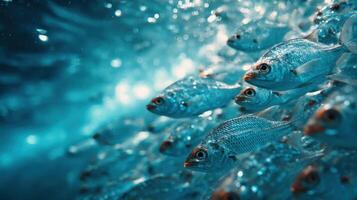 A Lively School Of Colorful Fish Moving Together photo