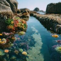 A Lively And Fragile Pool By The Tide With Many Creatures photo