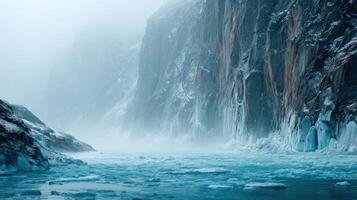 A Glacial Cascade In An Isolated Arctic Location photo