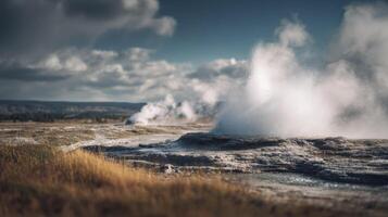 A Mighty And Explosive Outburst Of A Geyser photo