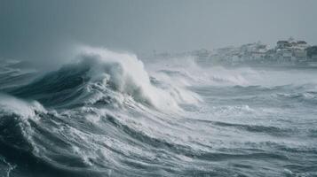 A Mighty And Ruinous Wave Caused By A Storm photo