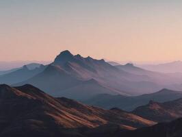 A Mountain Range Bathed In A Pink Sunset Glow photo