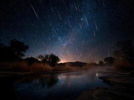 A Meteor Shower from the Geminids at a Hot Spring photo