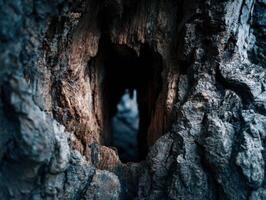 A Mysterious Old Tree With A Hollowed Out Trunk photo