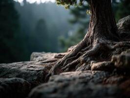 A Resilient And Inspiring Ancient Tree On A Rock photo
