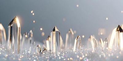 Glowing Crystal Points on Sparkling Glitter Background photo