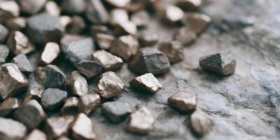 Closeup of Gold and Gray Stones on Gray Surface Detailed Texture Image photo