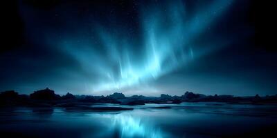Arctic Landscape with Stunning Aurora Borealis and Ice Formations photo