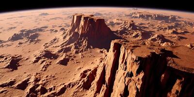 Mars Landscape Red Planet Canyon Cliffs Aerial View Martian Surface photo