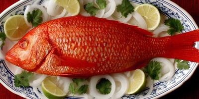 Roasted Red Snapper with Onions Cilantro and Lime photo