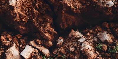 Red Clay Soil Texture Ground Surface Close Up photo