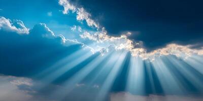 Dramatic Sun Rays Breaking Through Clouds Heavenly Light Sky photo