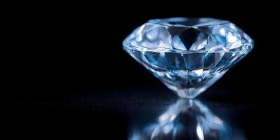 Brilliant Cut Diamond Gemstone Closeup Macro Photography Dark Background photo