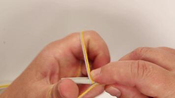 ASMR Precise Paper Pattern Threading Through Knitting Needles With Focused Hands video