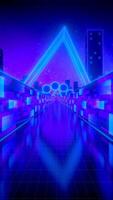 Moving Forward Inside Neon Synthwave 80s Style Game Tunnel video