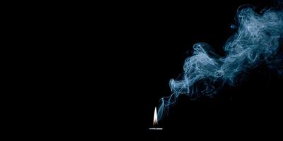 Blue Candle Smoke Abstract Background Dark Setting Single Flame Light photo