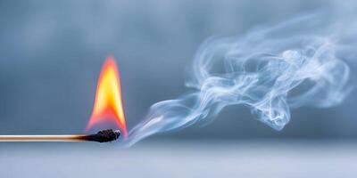Burning Matchstick with Smoke Closeup Photography photo