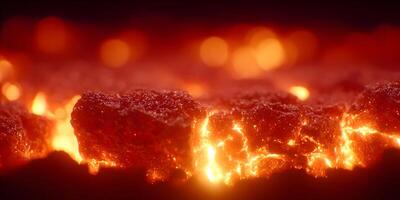 Glowing Hot Embers Burning Brightly Closeup Texture photo